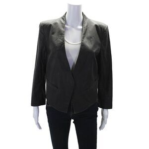Helmut Women's V-Neck Long Sleeves One Button Lined Jacket Black Size 8